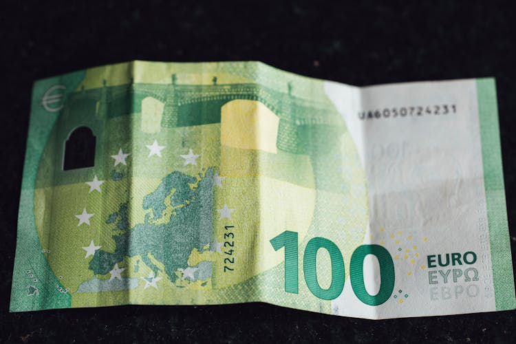 Euro Banknote In Close Up