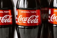 Various glass bottles of sweet refreshing coke