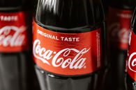 Details of glass bottle of refreshing cola