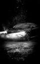 Grayscale Photo of Black Car