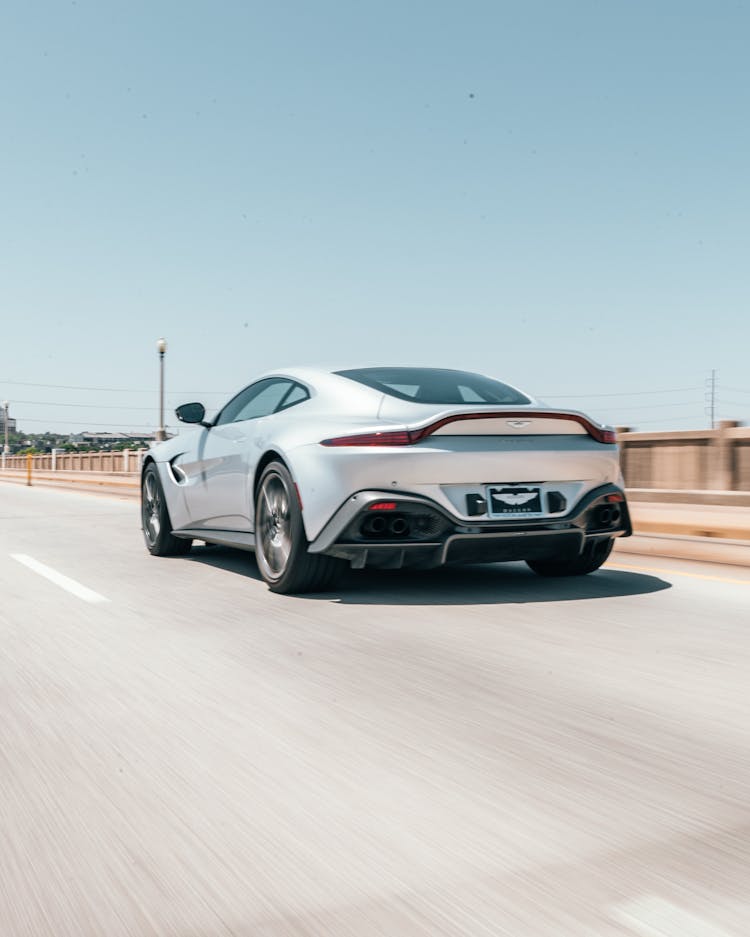 Back View Of Aston Martin Vantage Car 