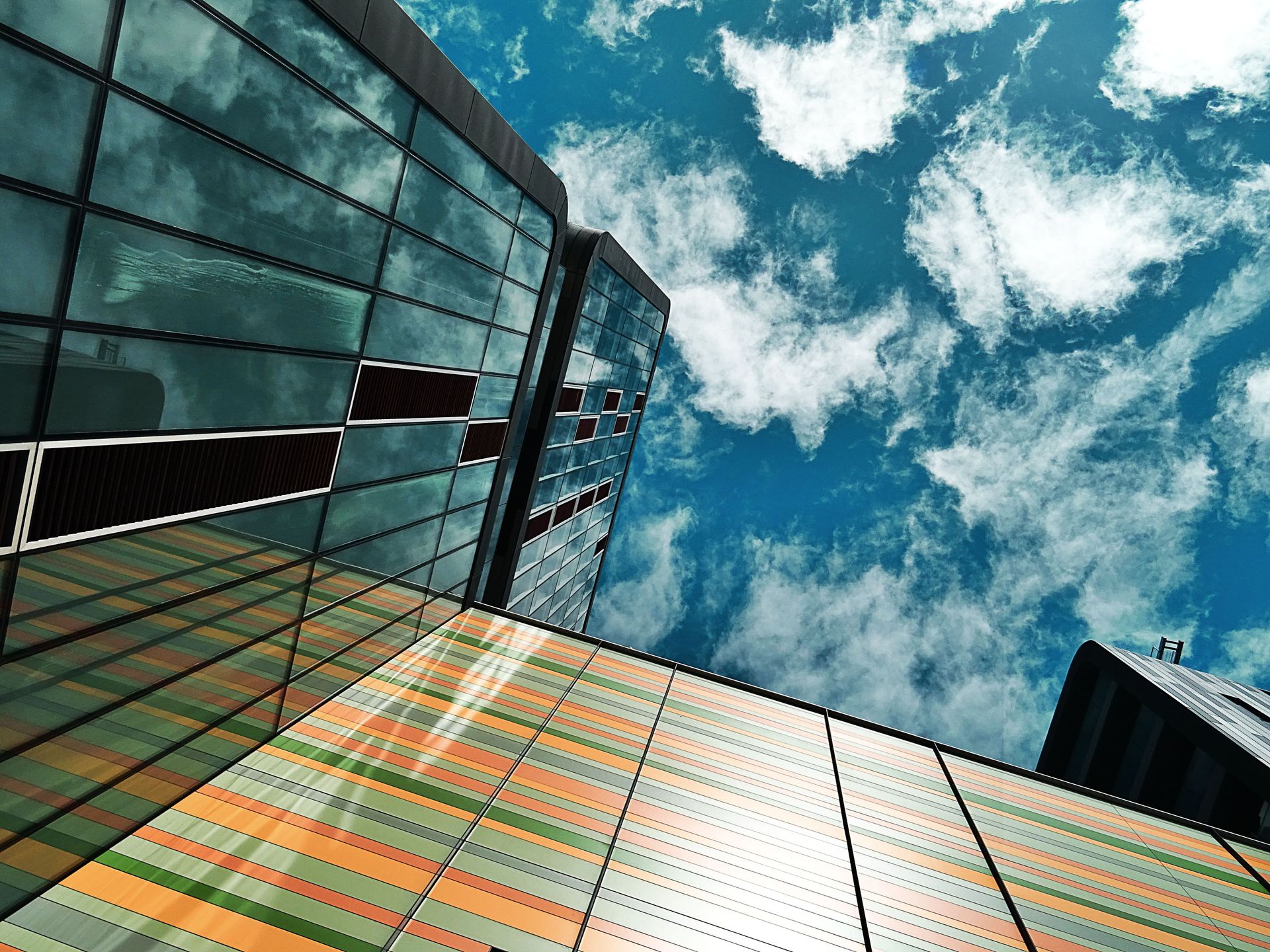 Low Angle and Architectural Photography of Black and Yellow Buildings