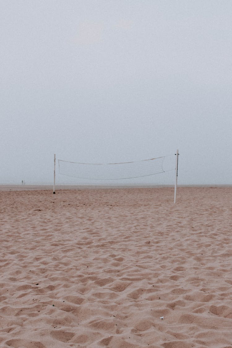 Volleyball Net On Sandy Beach