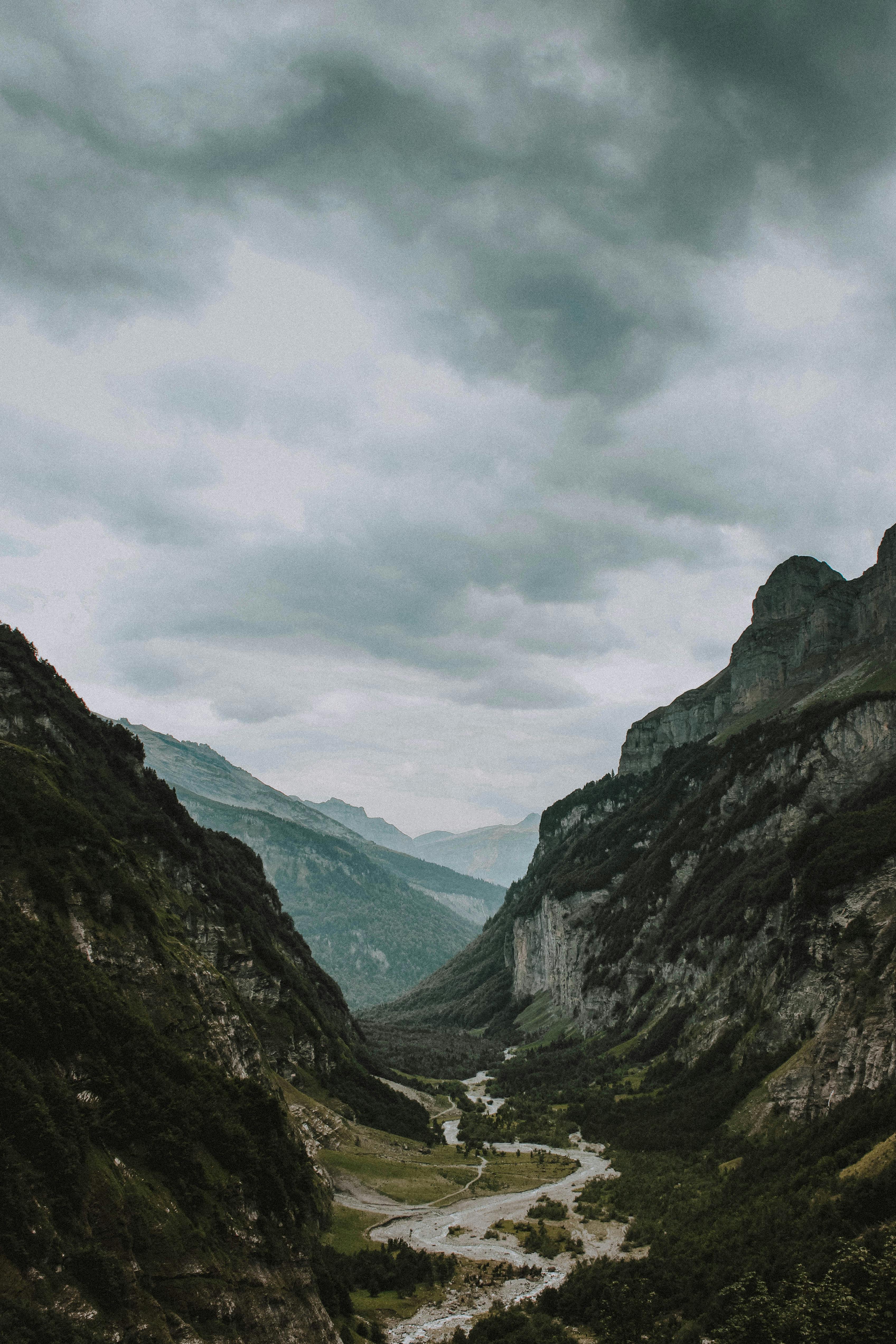 Picturesque Mountain Landscape Against Cloudy Sky Free Stock Photo