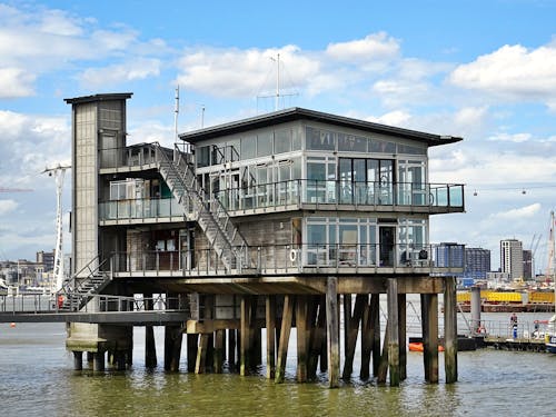 Building on Body of Water Near Dock