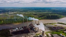 Smoke from chimneys of factory