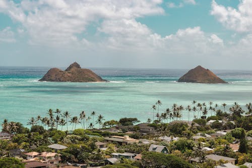 Aerial View of Homes on the Island Oahu in Hawaii