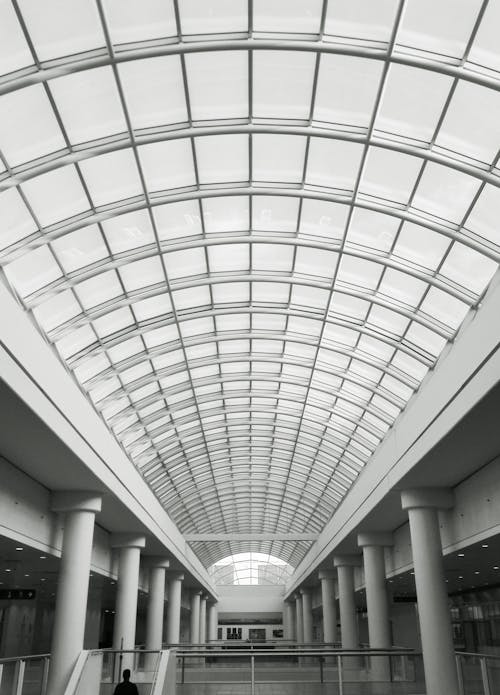 Modern building with symmetrical ceiling and columns