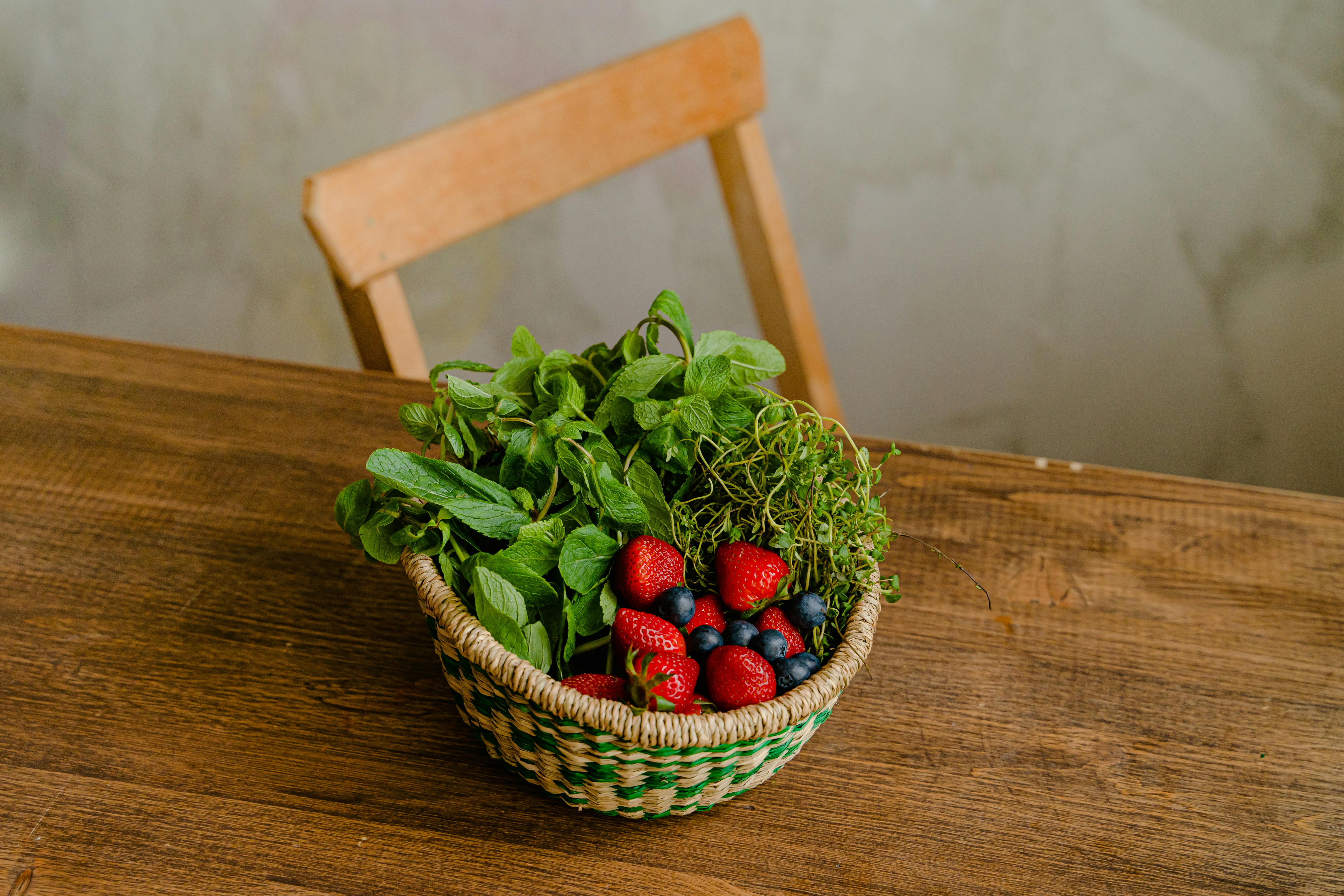 Basket filled with fresh fruits and vegetables, showcasing colorful nutrient-rich produce for immune health