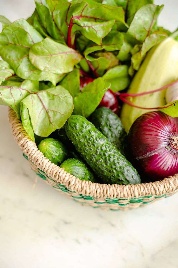 Fruit And Vegetables In Basket