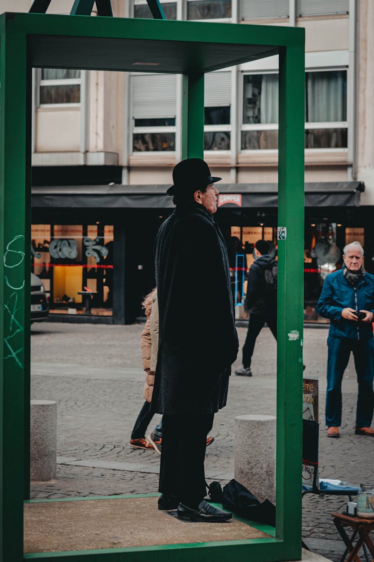 Anonymous Elegant Elderly Man On Bus Stop