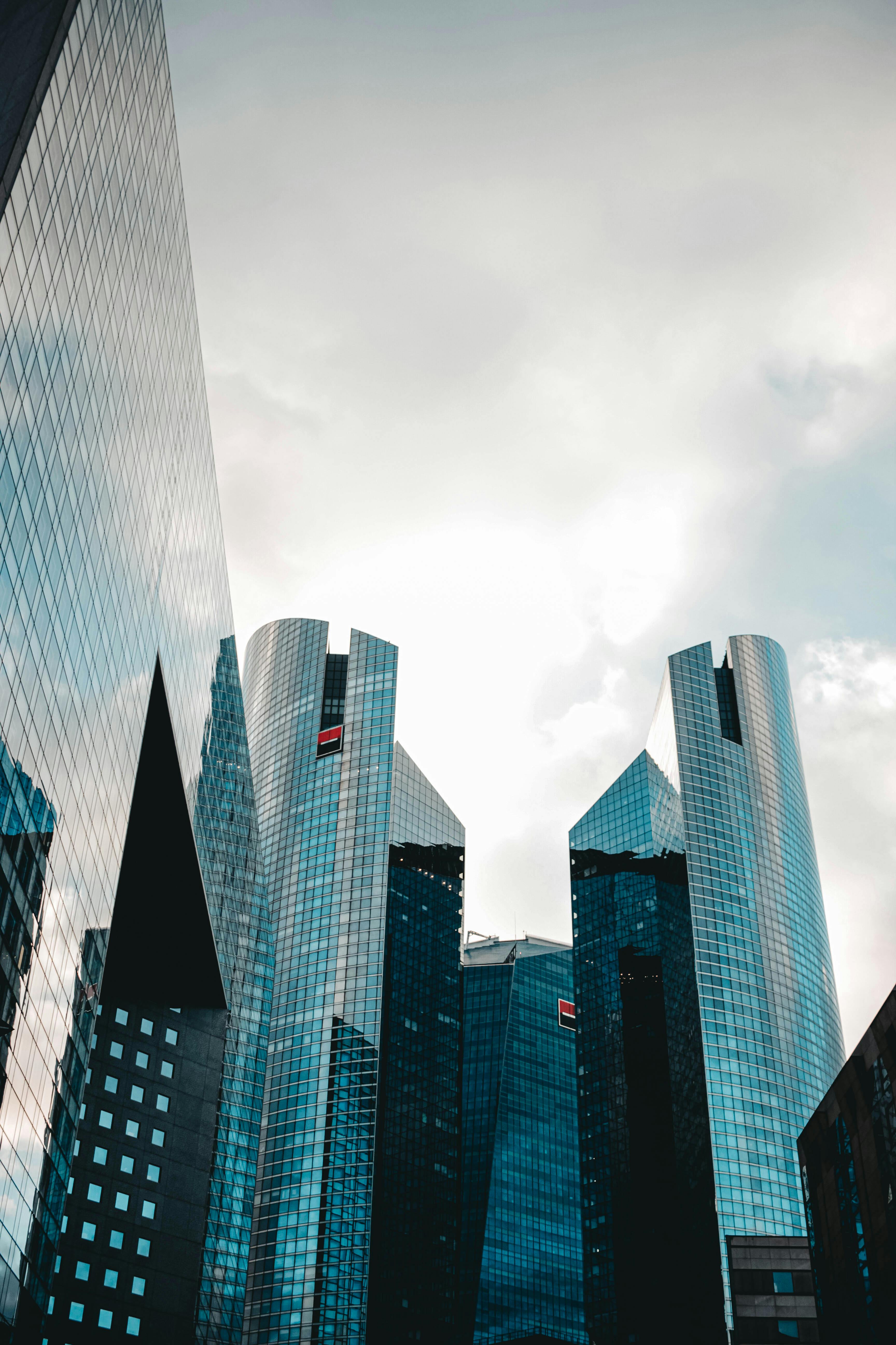 modern skyscrapers with glass reflecting walls