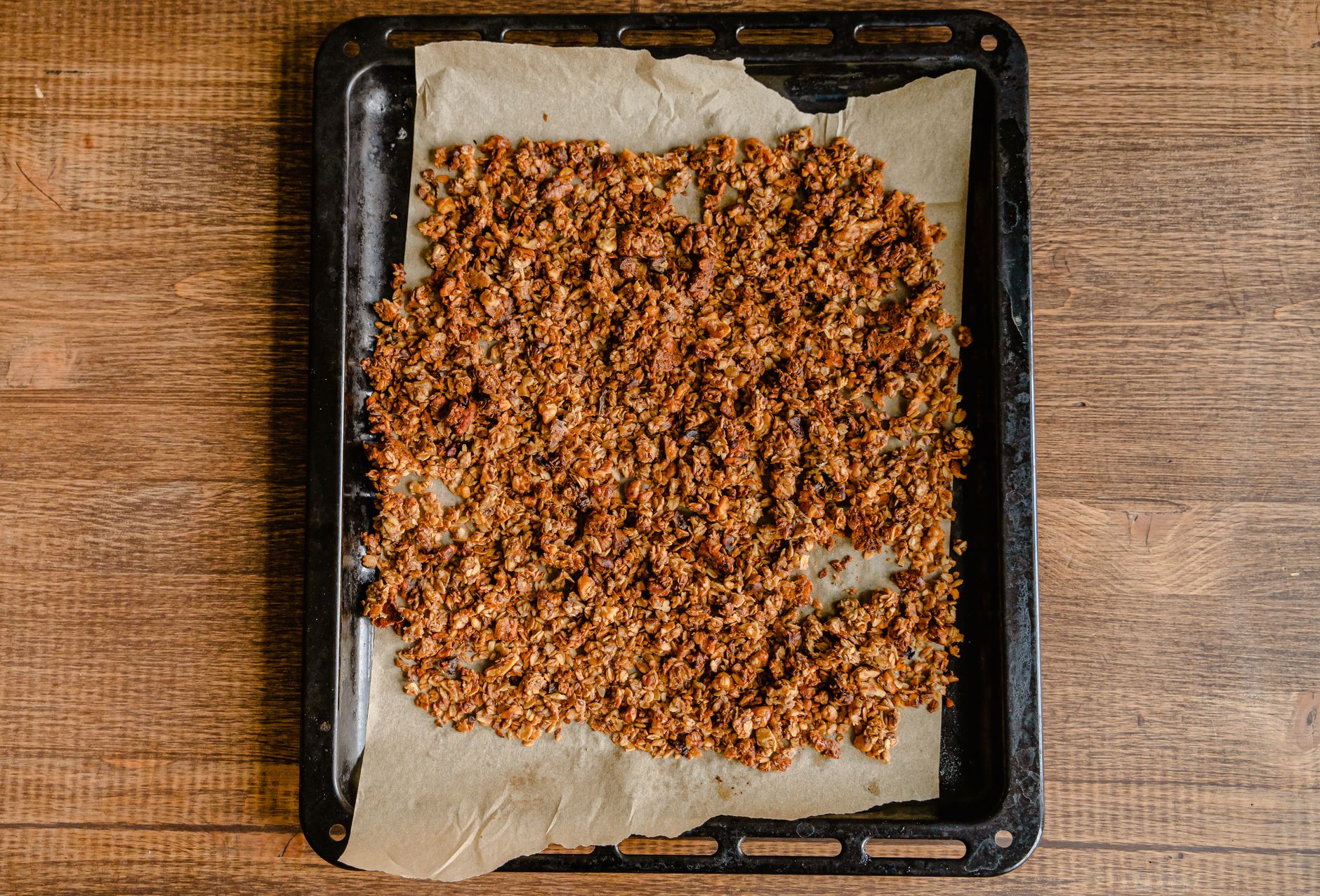 Golden nut clusters with caramel and chocolate drizzle
