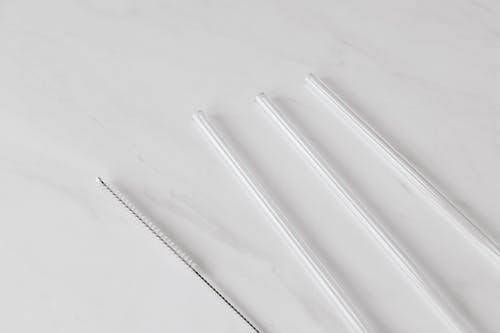 Set of brush with transparent tubes on white background