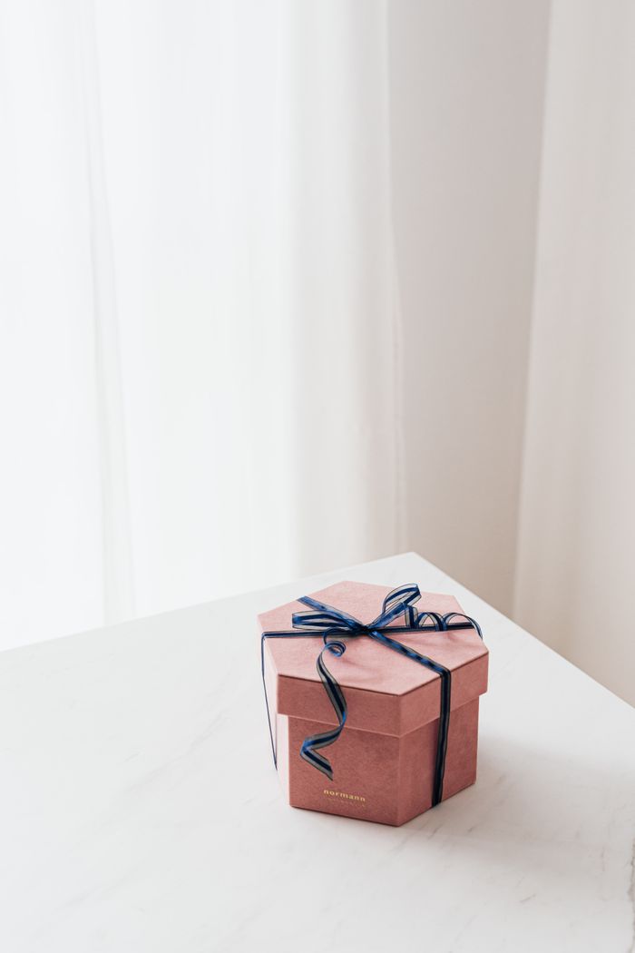 Gift box wrapped with ribbon