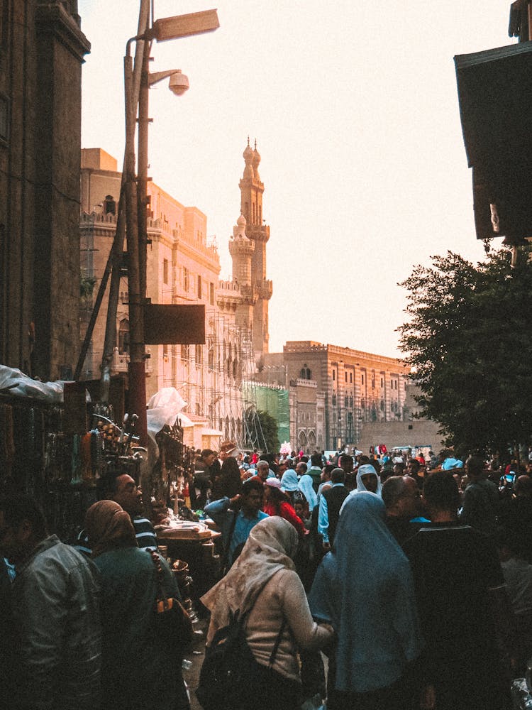 Crowd In Narrow Old City Street