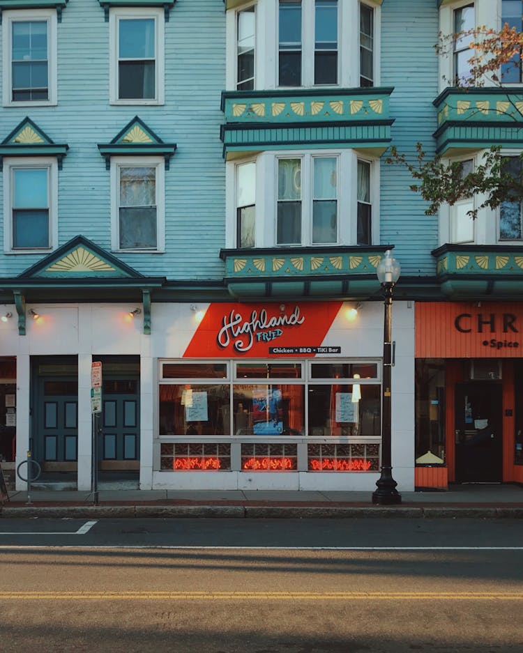 Restaurant On The Ground Floor Of An Apartment Building In Cambridge Massachusetts