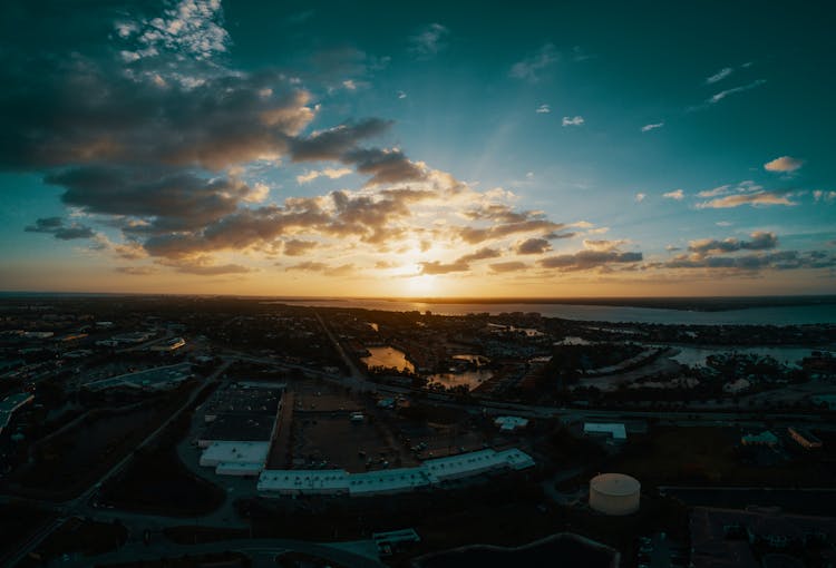 Drone View Suburban Area Of Modern City