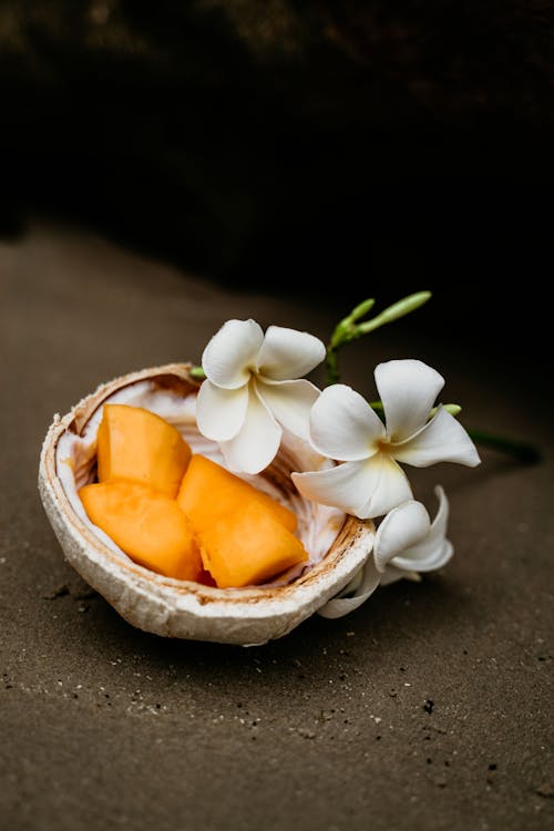 Cooked Sweet Potato in a Coconut Shell