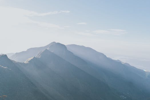 Sunrise over the Horton Plains mountains in Sri Lanka. Early morning light creates stunning landscapes.