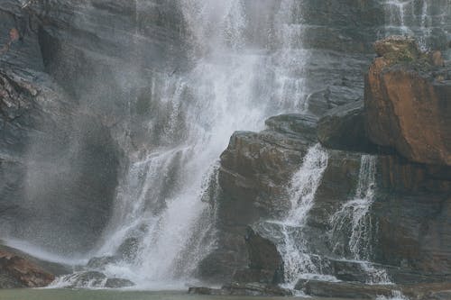 Waterfalls Cascading Down the Rocky Mountain