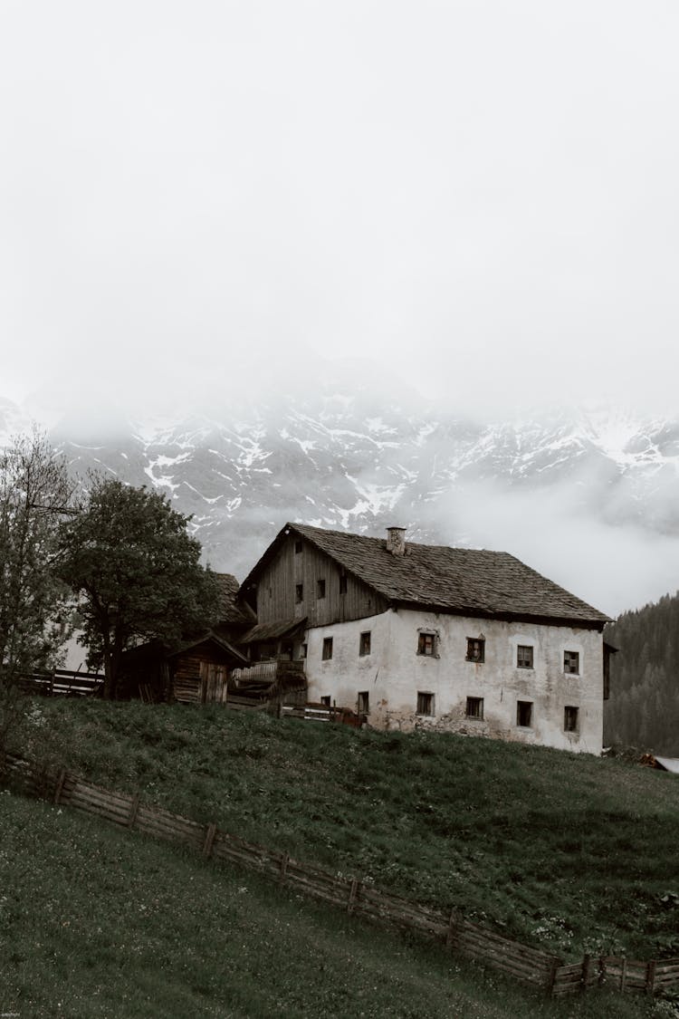 Lonely Aged House In Gloomy Weather