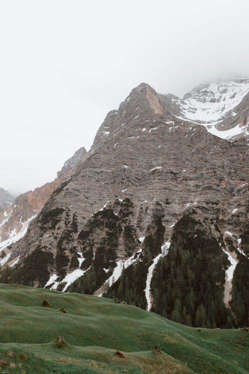 Cloudy sky over mountain ridge