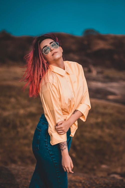 Free Colored Hair Woman Posing Stock Photo