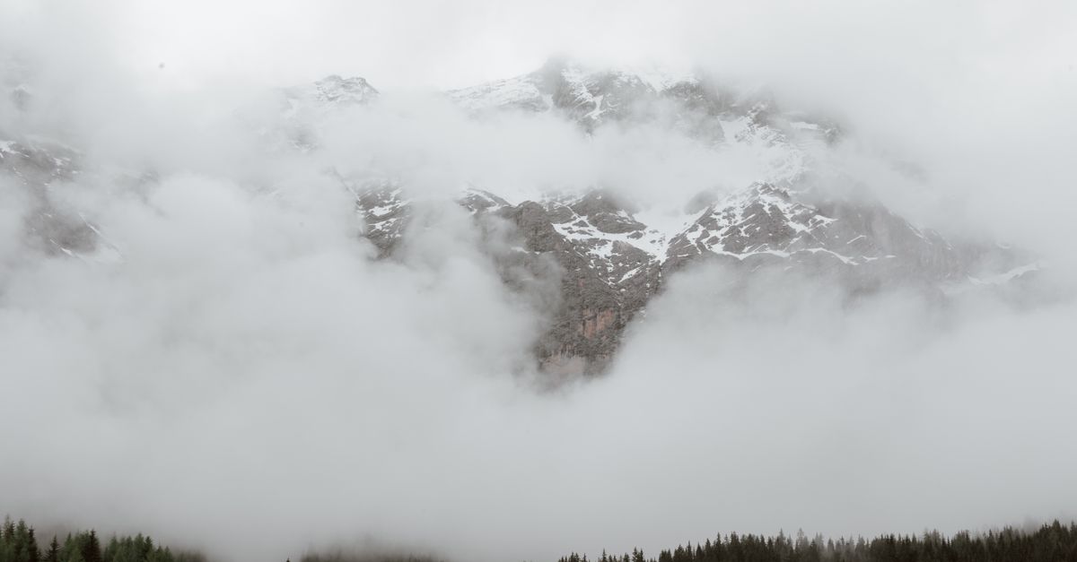 Cloud On Ridges Mountain ridge in clouds with forest in front · Free Stock Photo