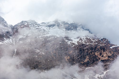 Rocky mountain with snow in winter