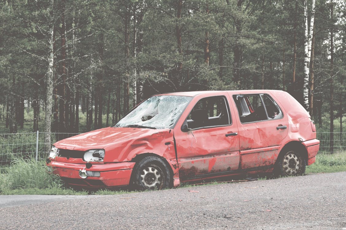 Free stock photo of broken, car, forest