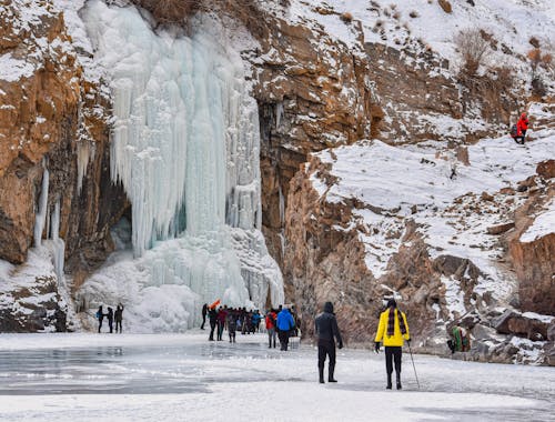 Free stock photo of colors in india, frozen river, frozen waterfall