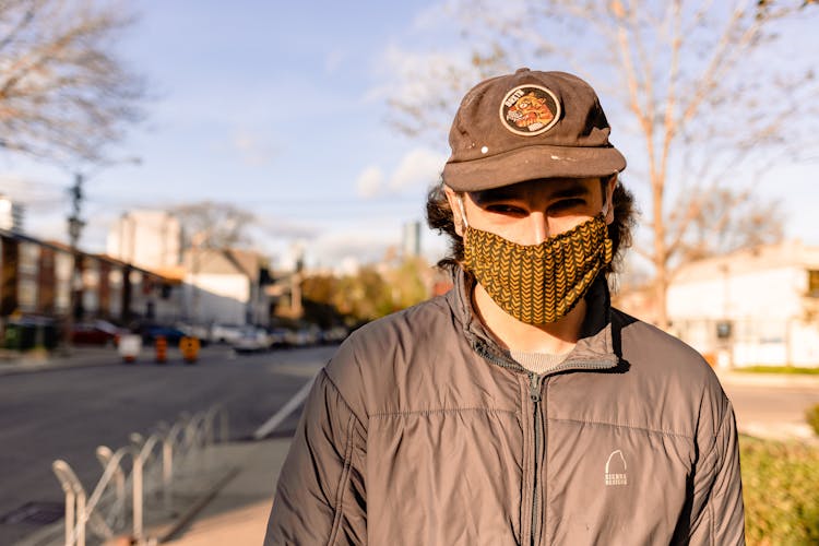 Unrecognizable Man In Homemade Face Mask During COVID 19 Pandemic