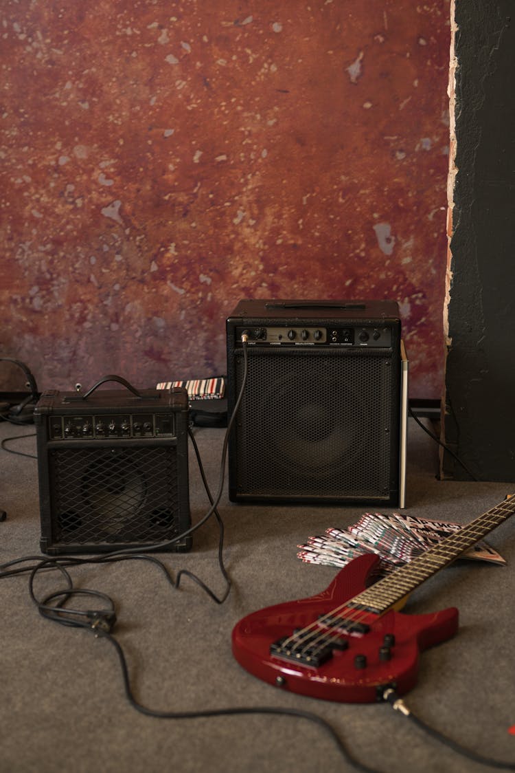 Guitar Stage Set In Rock Studio