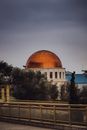 Shiny golden dome of memorial located on territory of Temple of Solomon in Sao Paulo