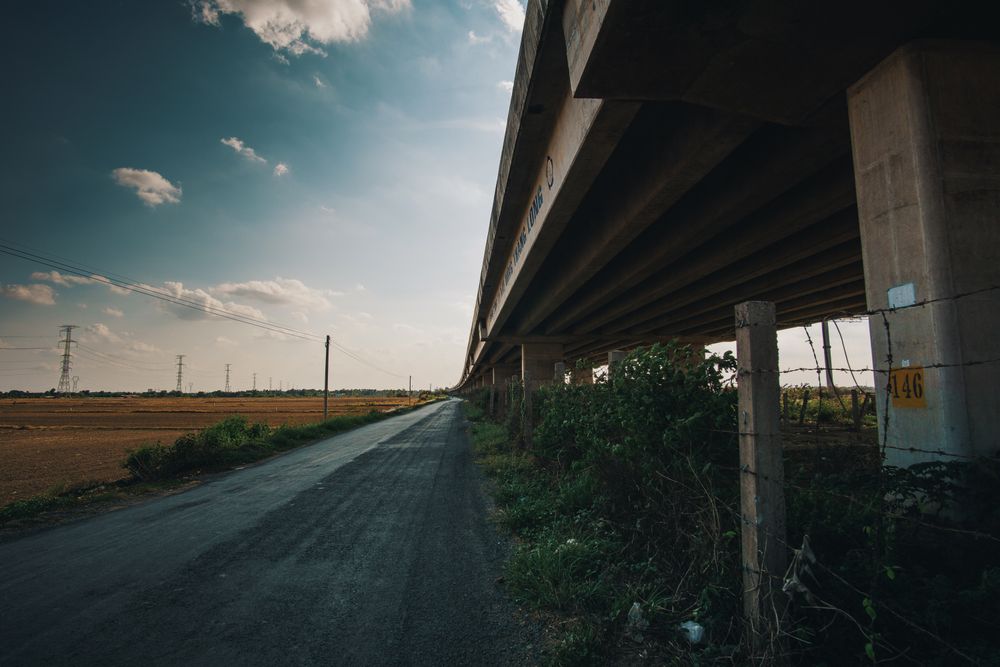 Rural road and bridge in the countryside