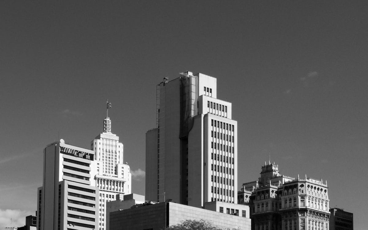 Grayscale Photography of City Buildings