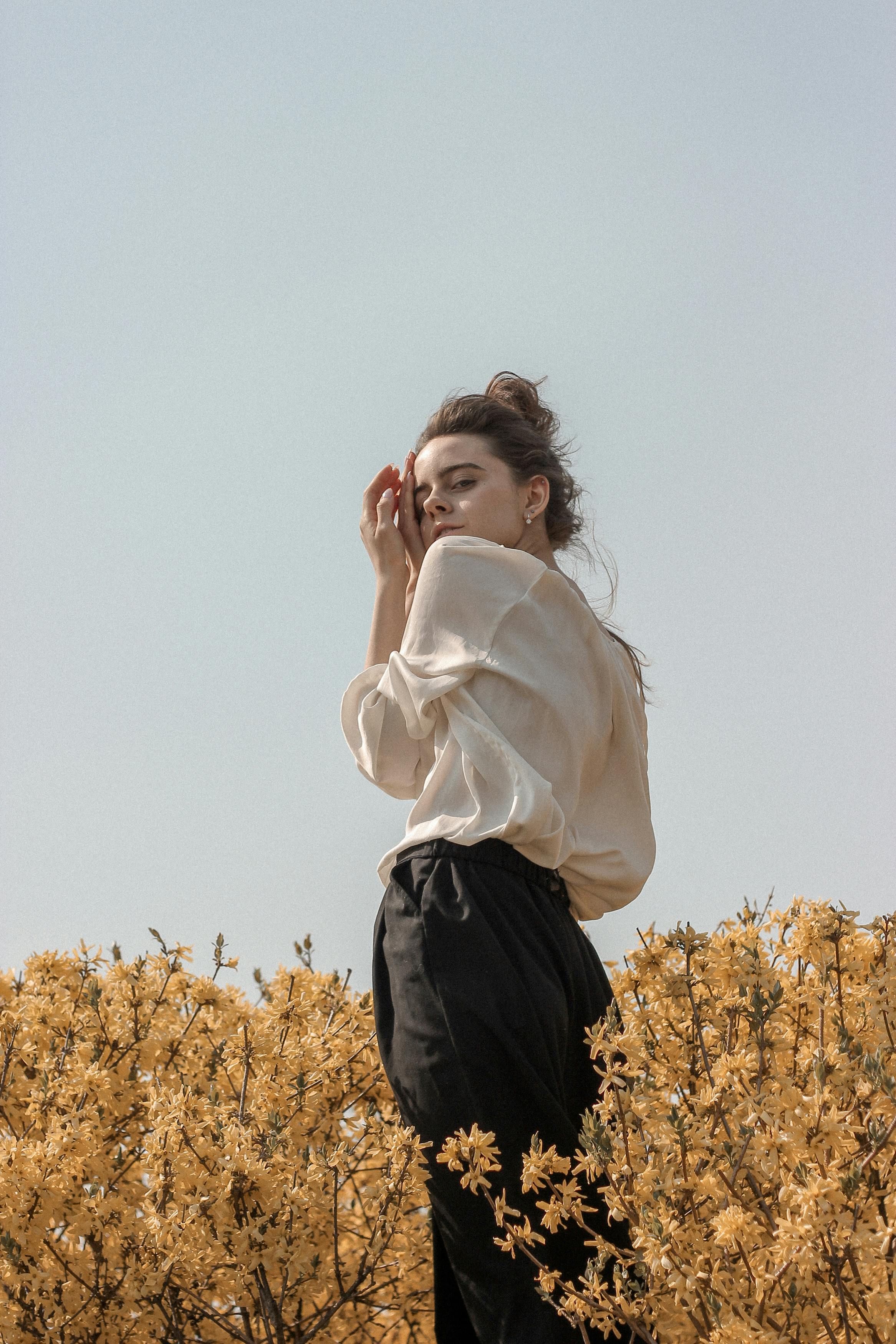 Black skirt yellow clearance flowers