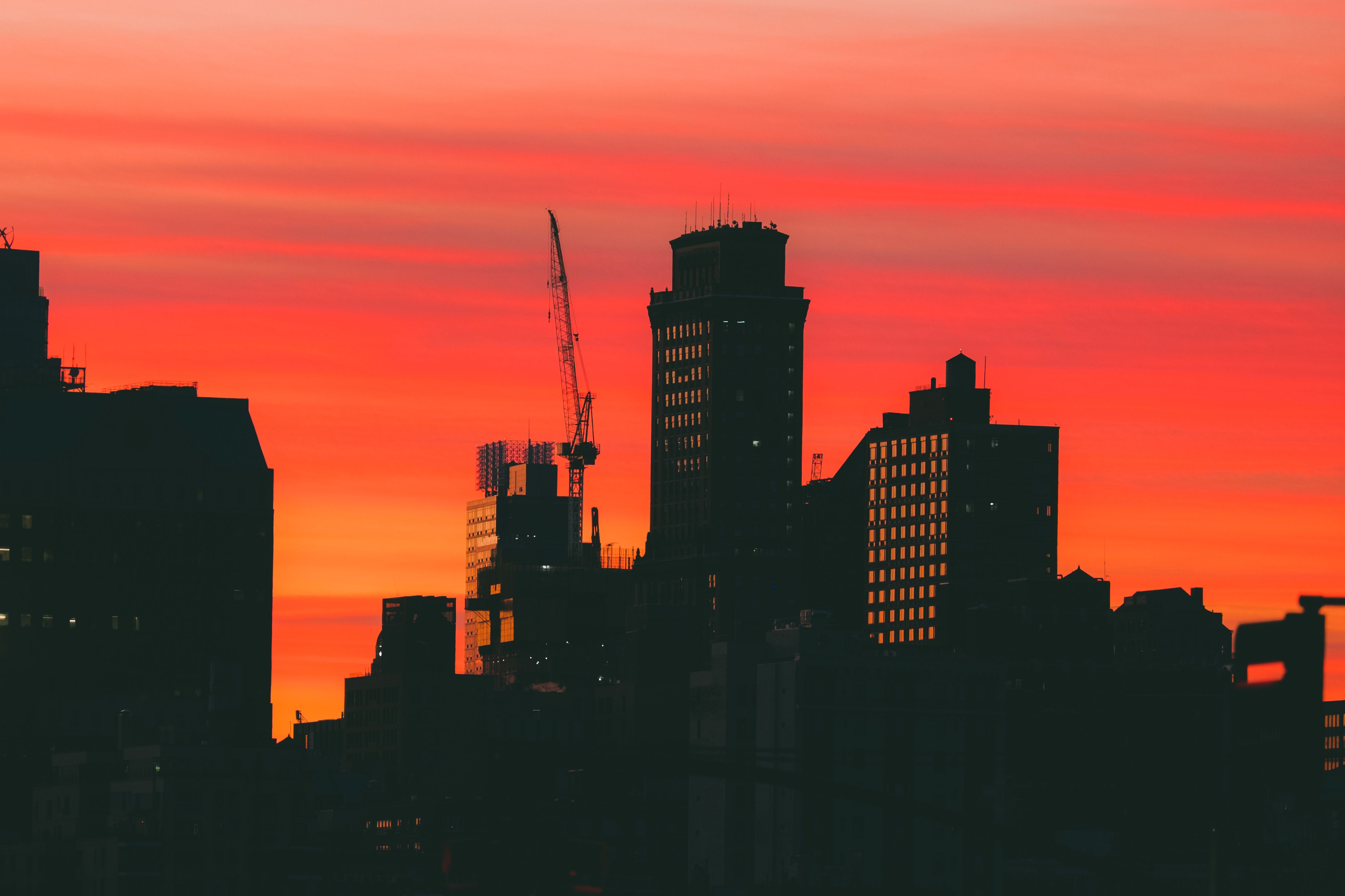 Silhouette of City Buildings during Golden Hour · Free Stock Photo