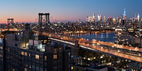 Kostenloses Stock Foto zu beleuchtet, brooklyn, brücke