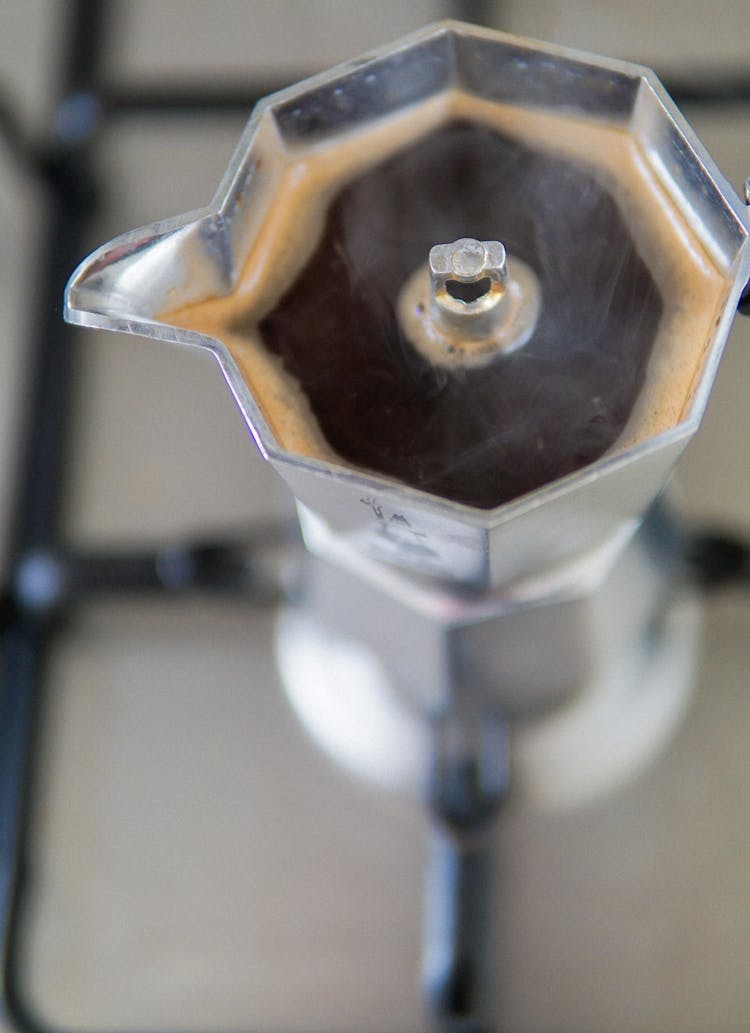 Coffee In Vintage Geyser Pot On Gas Stove