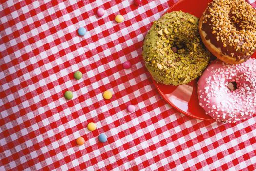 Three Donuts on Plate