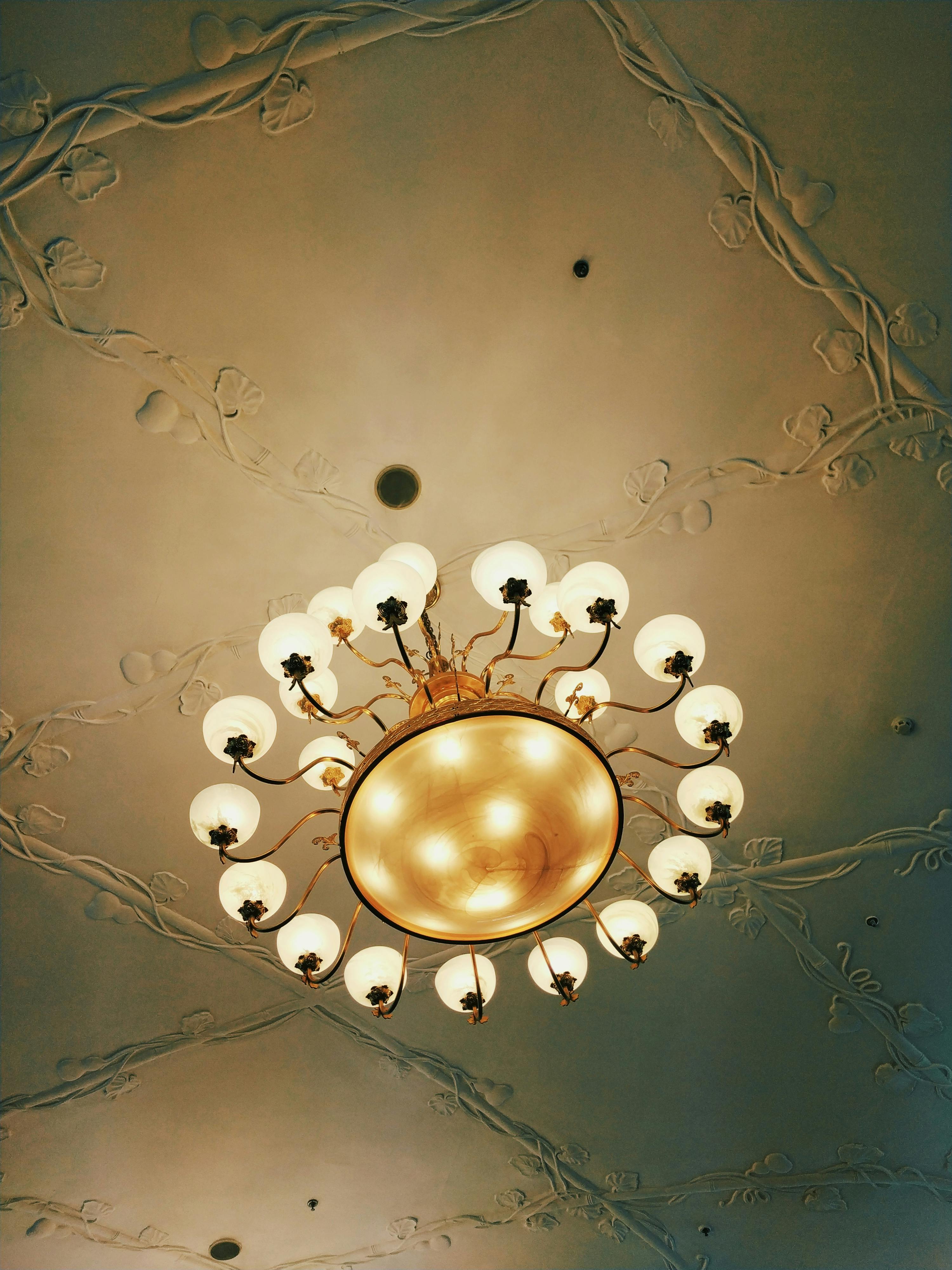 Gold and White Round Chandelier · Free Stock Photo