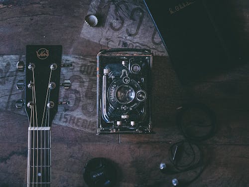 吉他, 復古, 相機 的 免費圖庫相片
