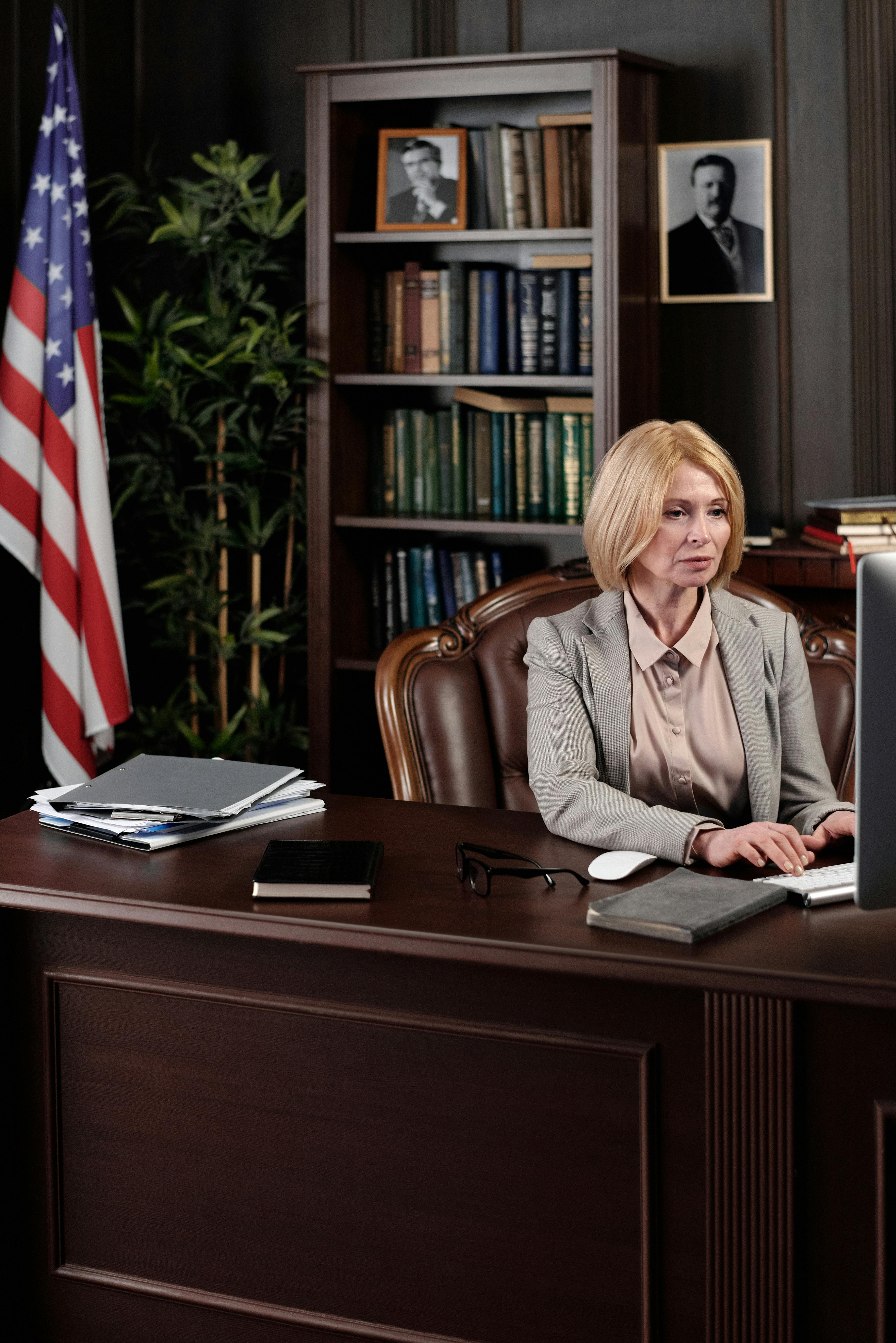 businesswoman sitting in her office