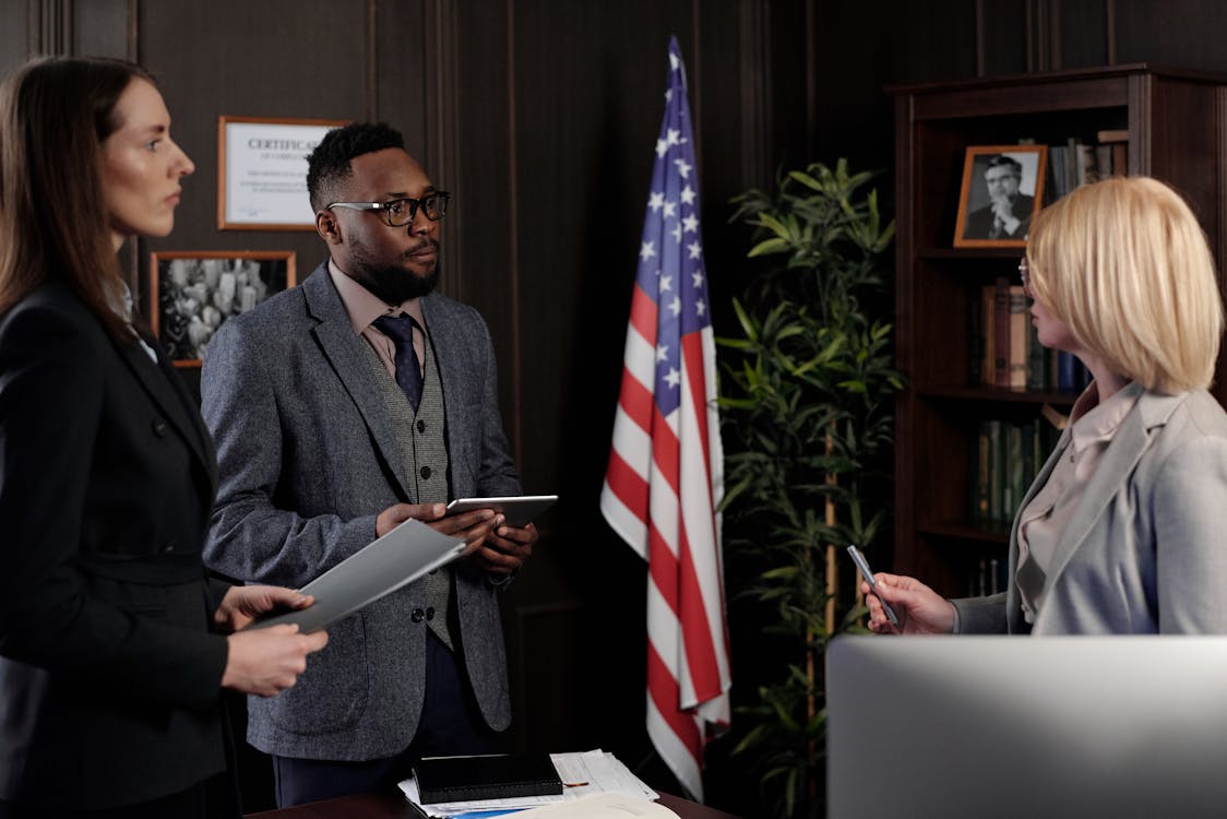 Lawyers Talking in an Office