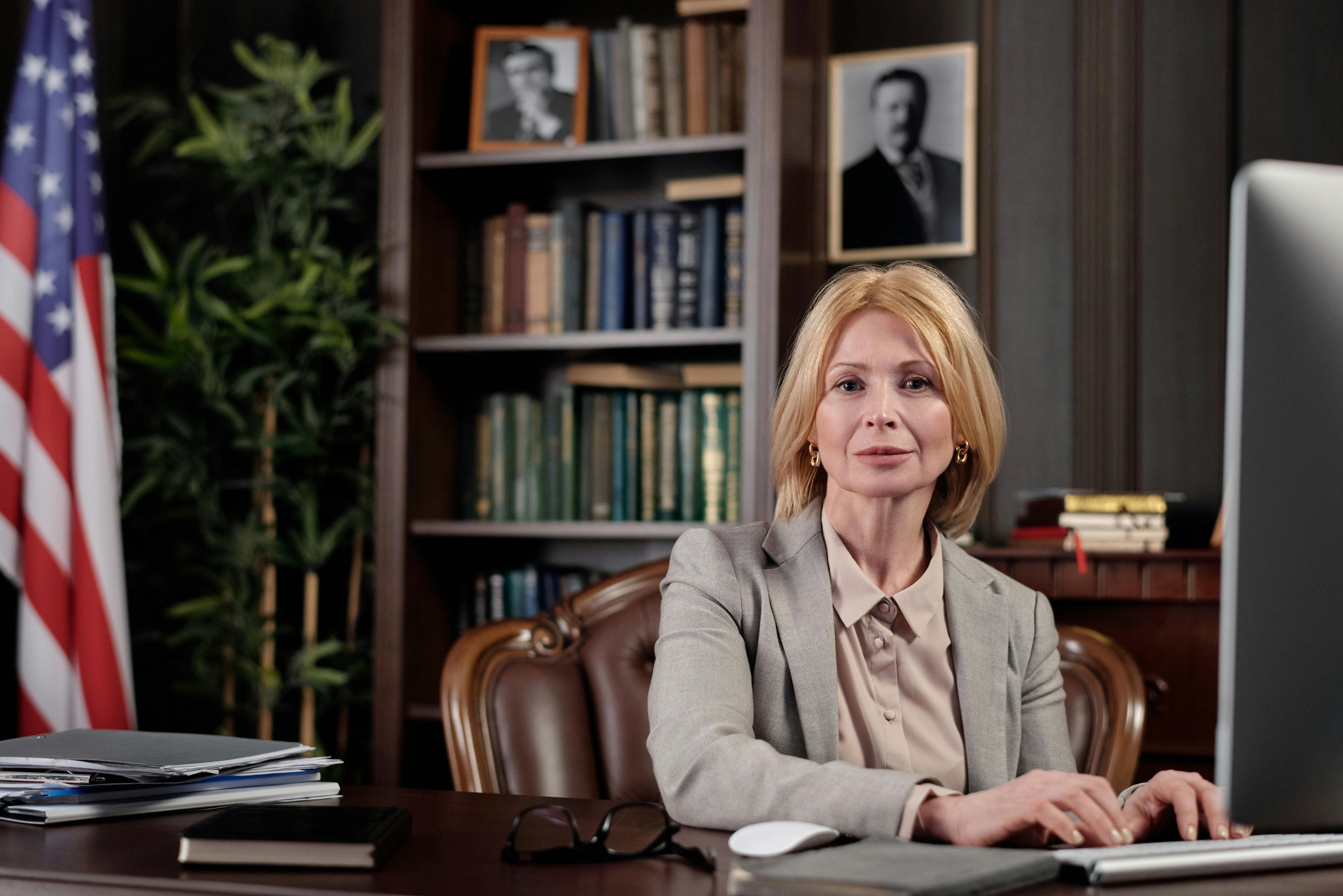 businesswoman sitting in her office