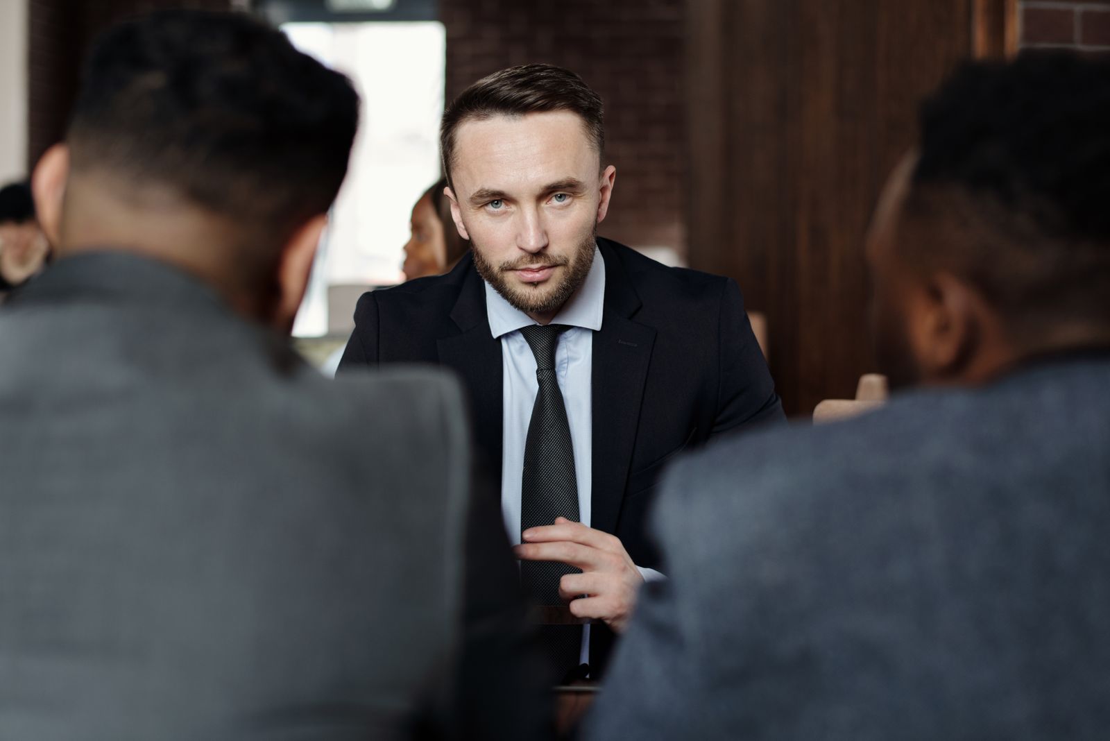 Business leaders in an intense strategic meeting