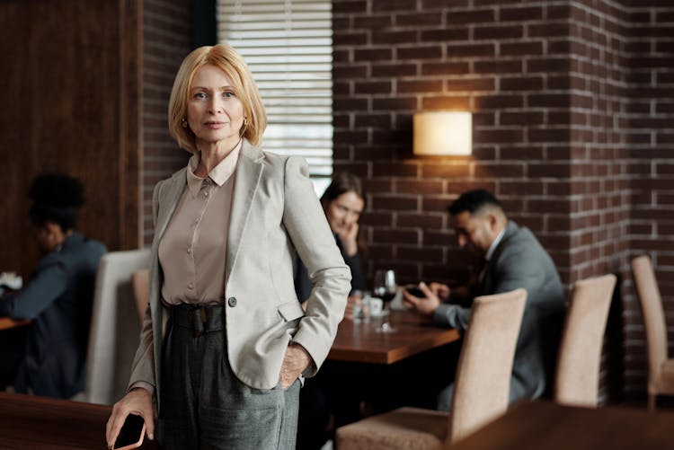 Woman Wearing Gray Blazer