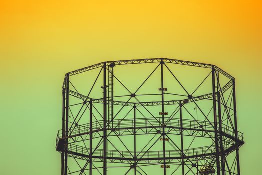  A Black Metal Structure Under Sunset Sky